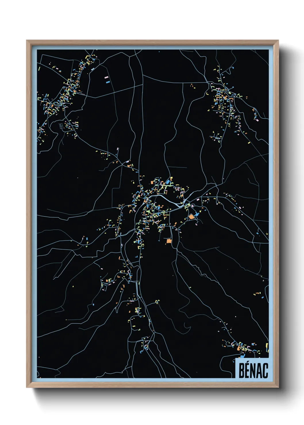 Une affiche de carte sur Bénac