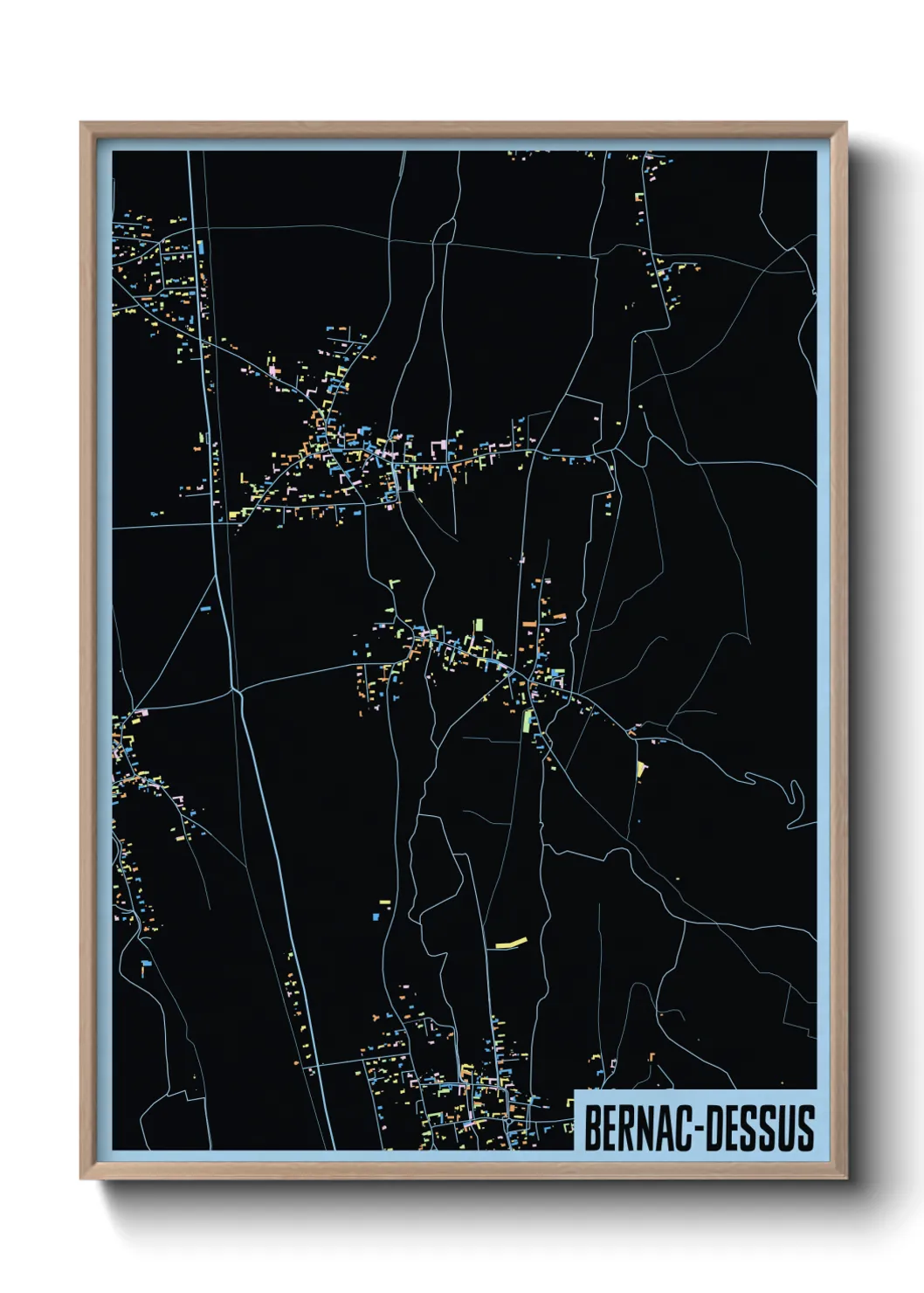 Une affiche de carte sur Bernac-Dessus