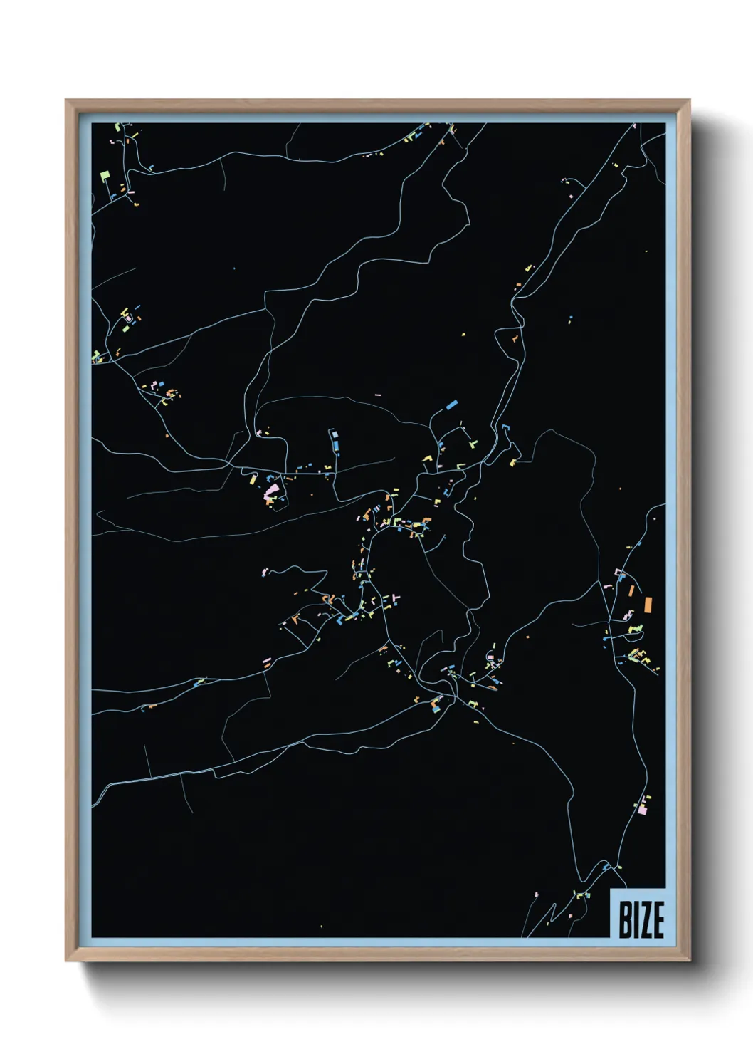 Une affiche de carte sur Bize