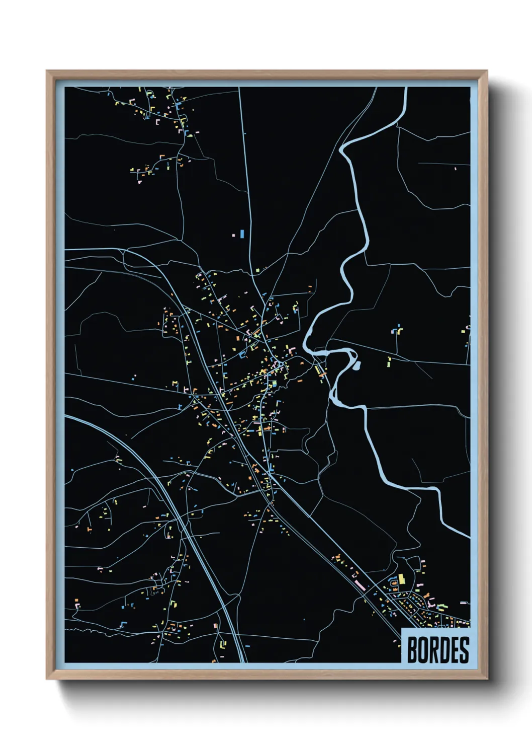 Une affiche de carte sur Bordes