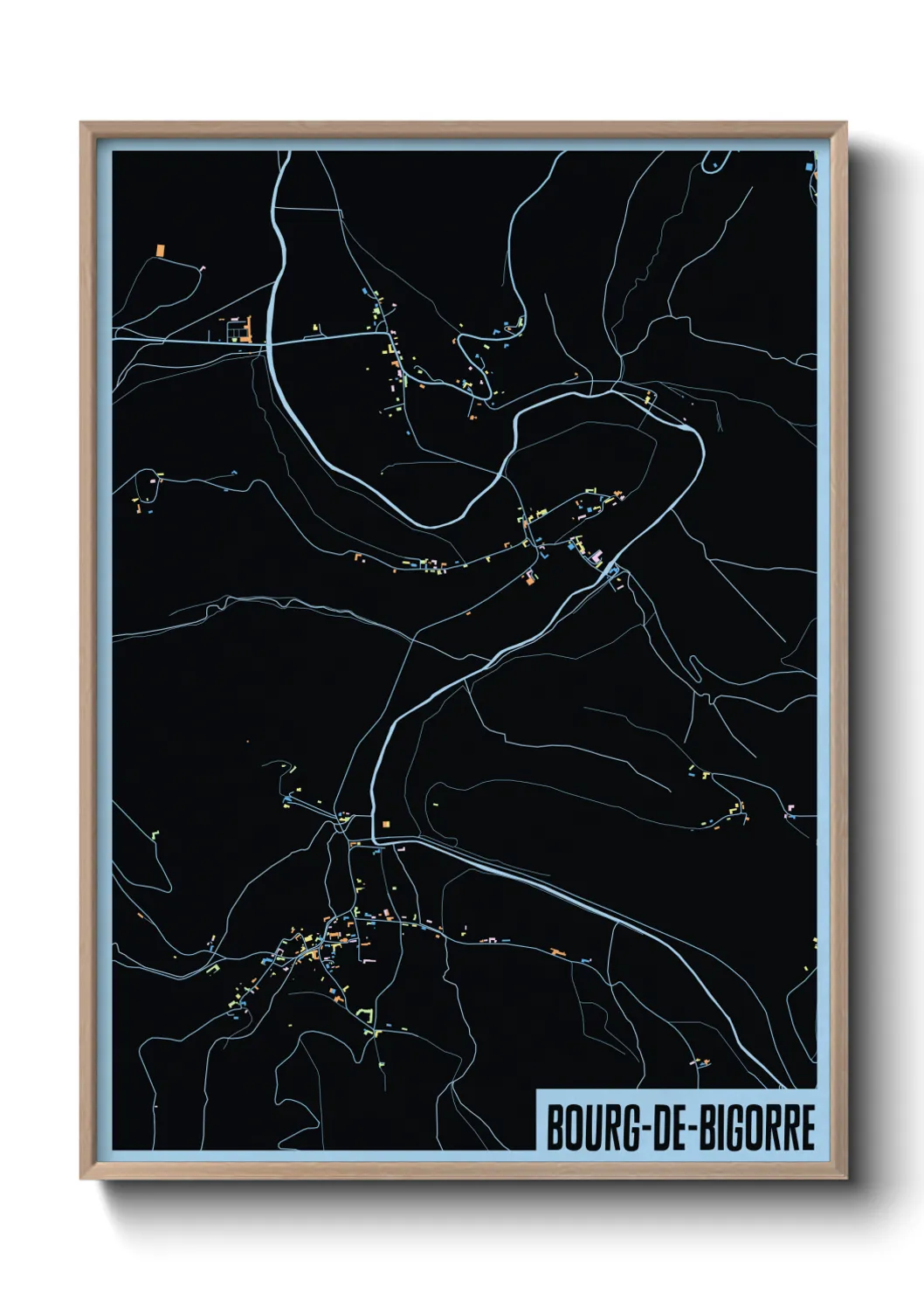 Une affiche de carte sur Bourg-de-Bigorre