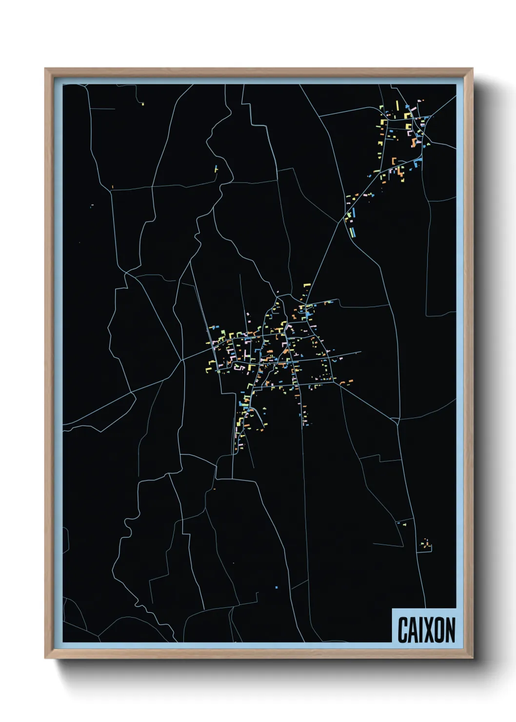 Une affiche de carte sur Caixon