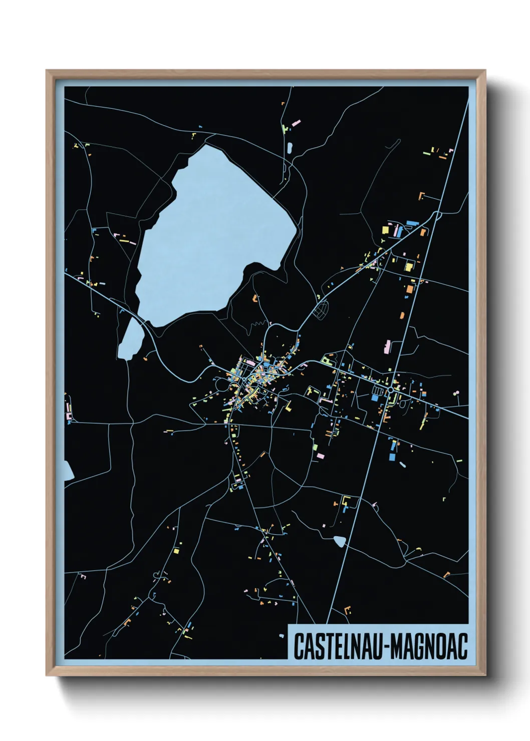 Une affiche de carte sur Castelnau-Magnoac