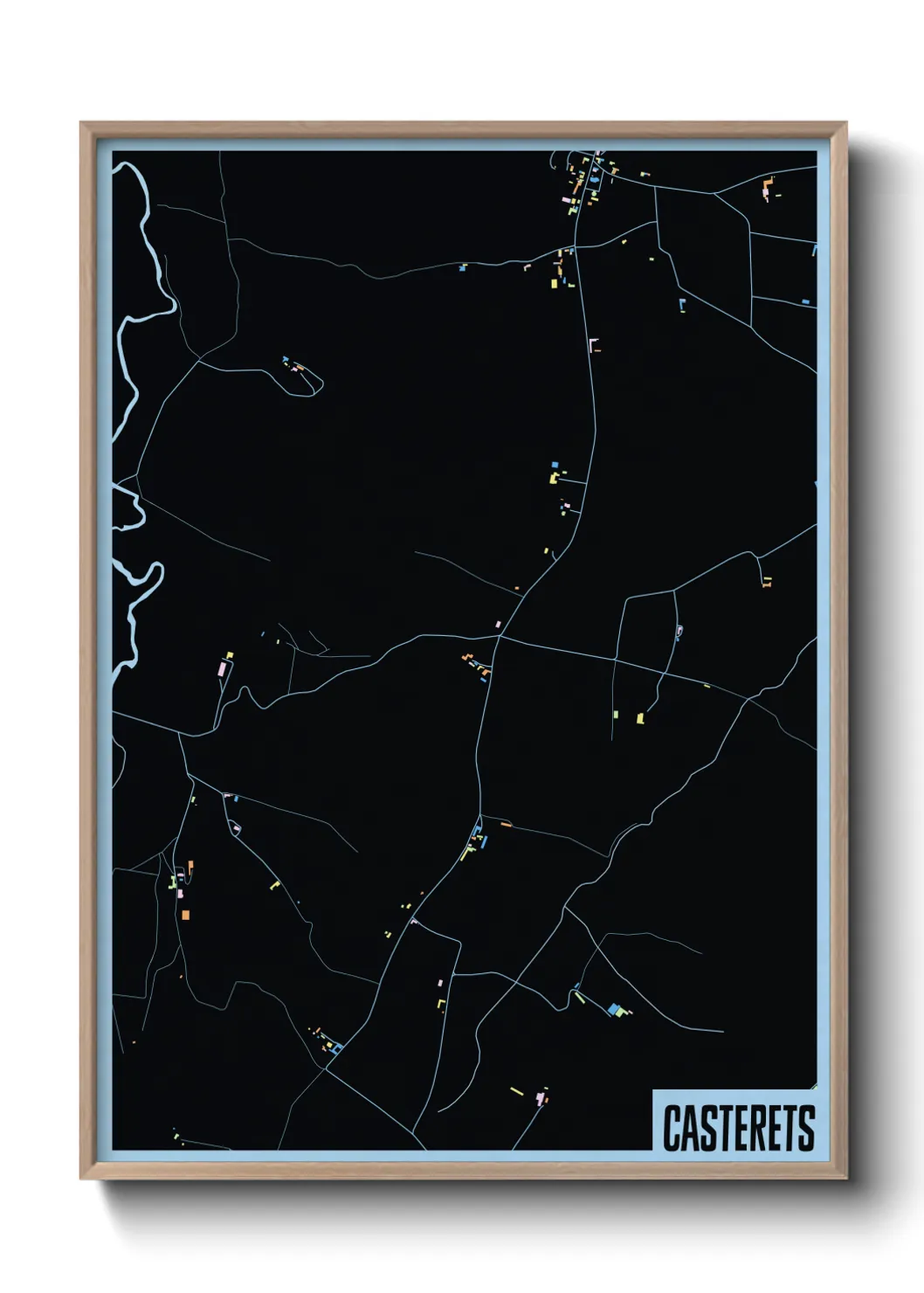 Une affiche de carte sur Casterets