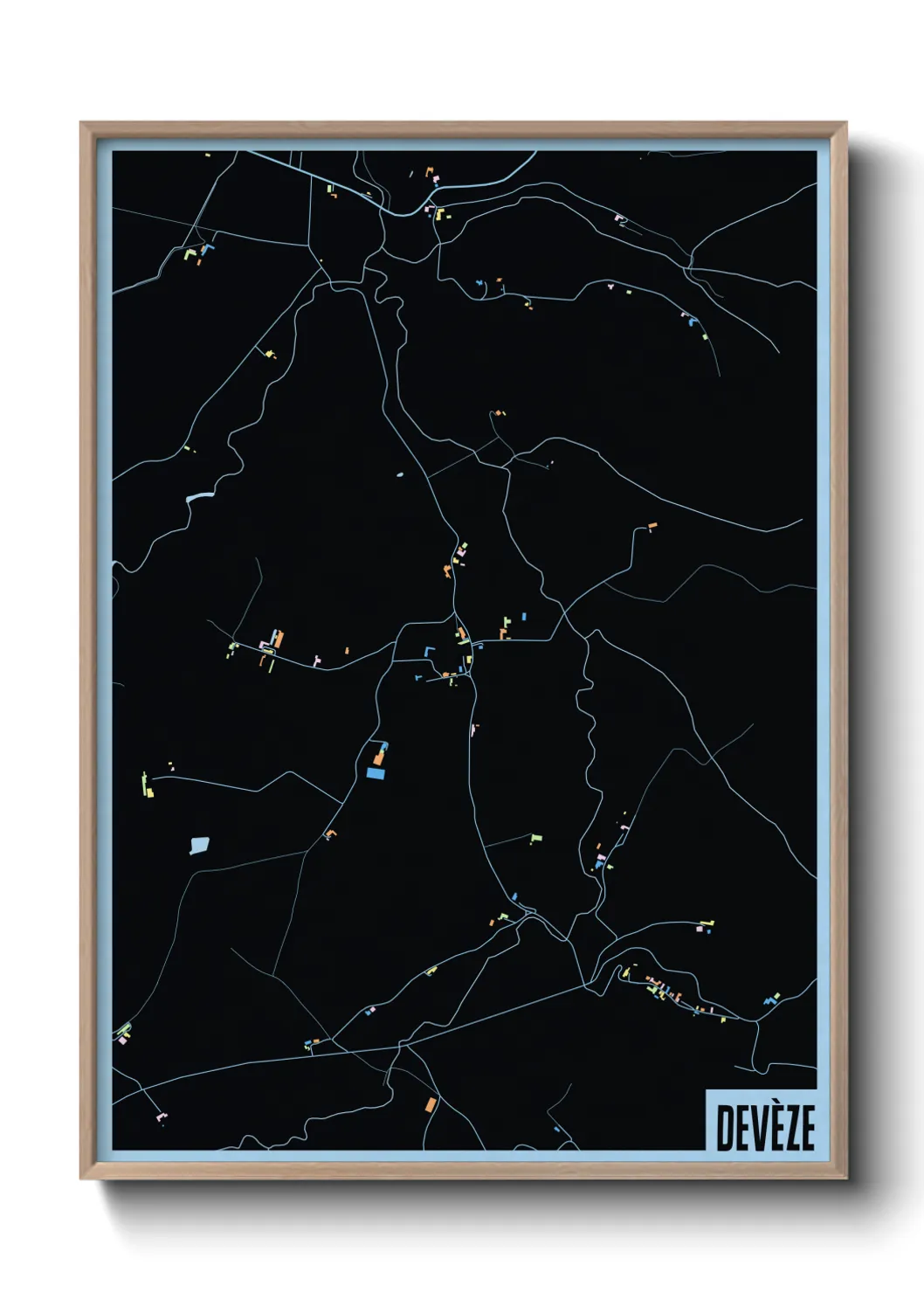 Une affiche de carte sur Devèze