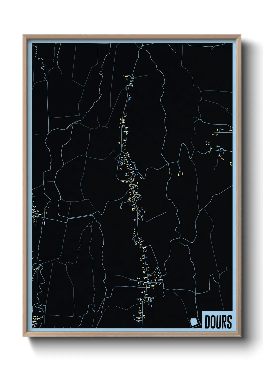 Une affiche de carte sur Dours