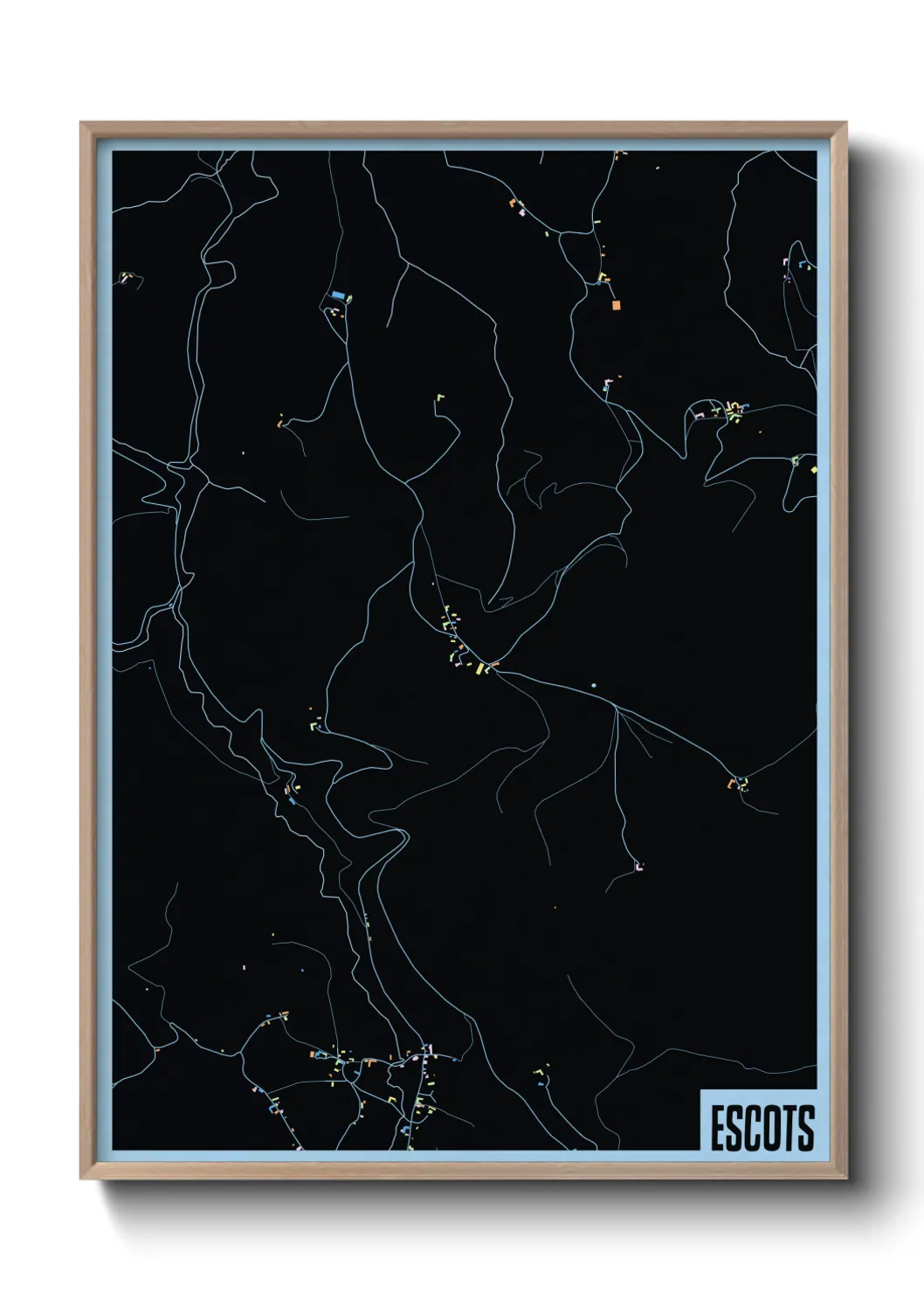 Une affiche de carte sur Escots