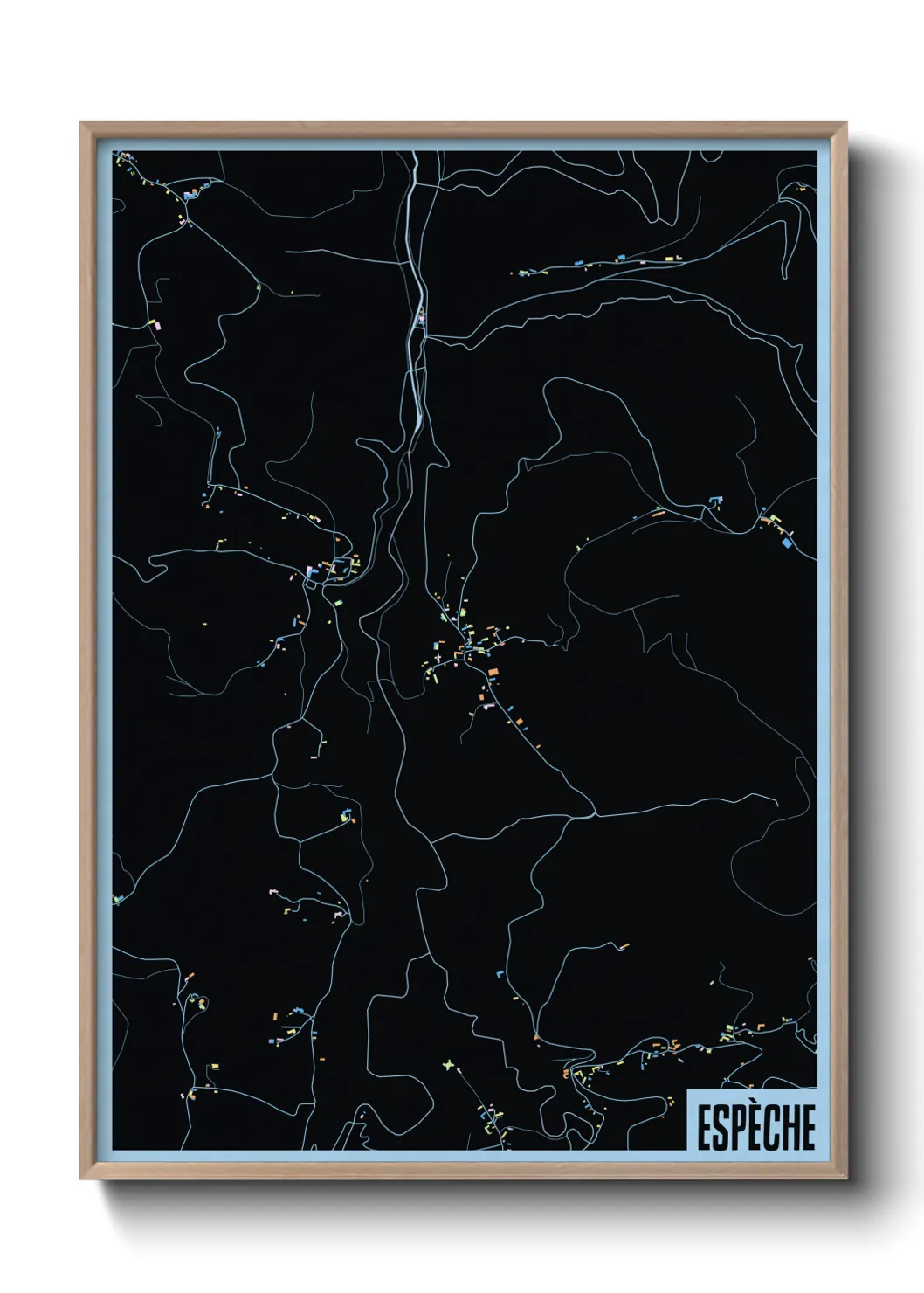 Une affiche de carte sur Espèche