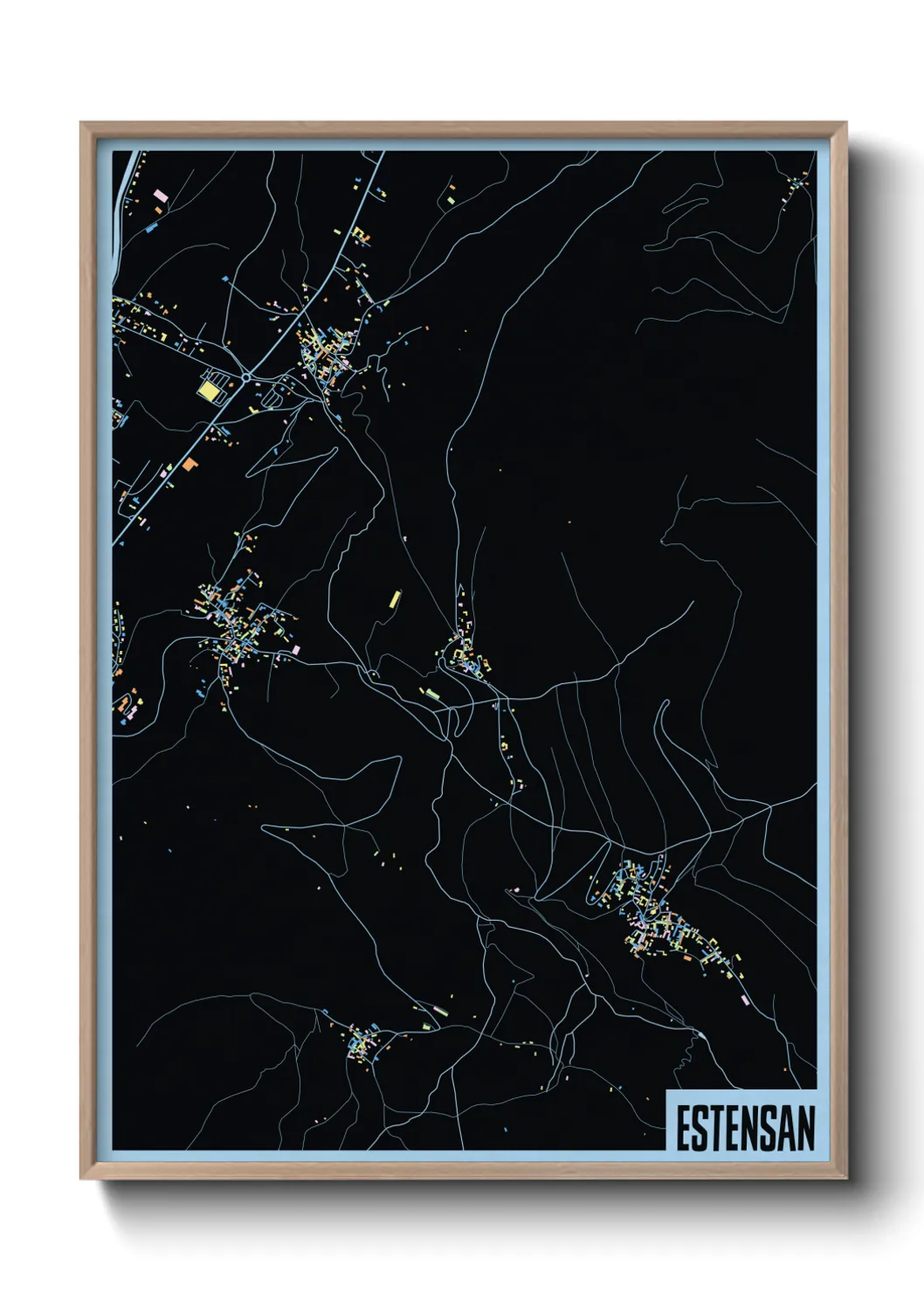 Une affiche de carte sur Estensan