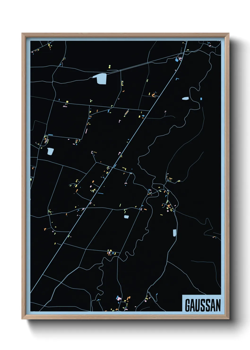 Une affiche de carte sur Gaussan