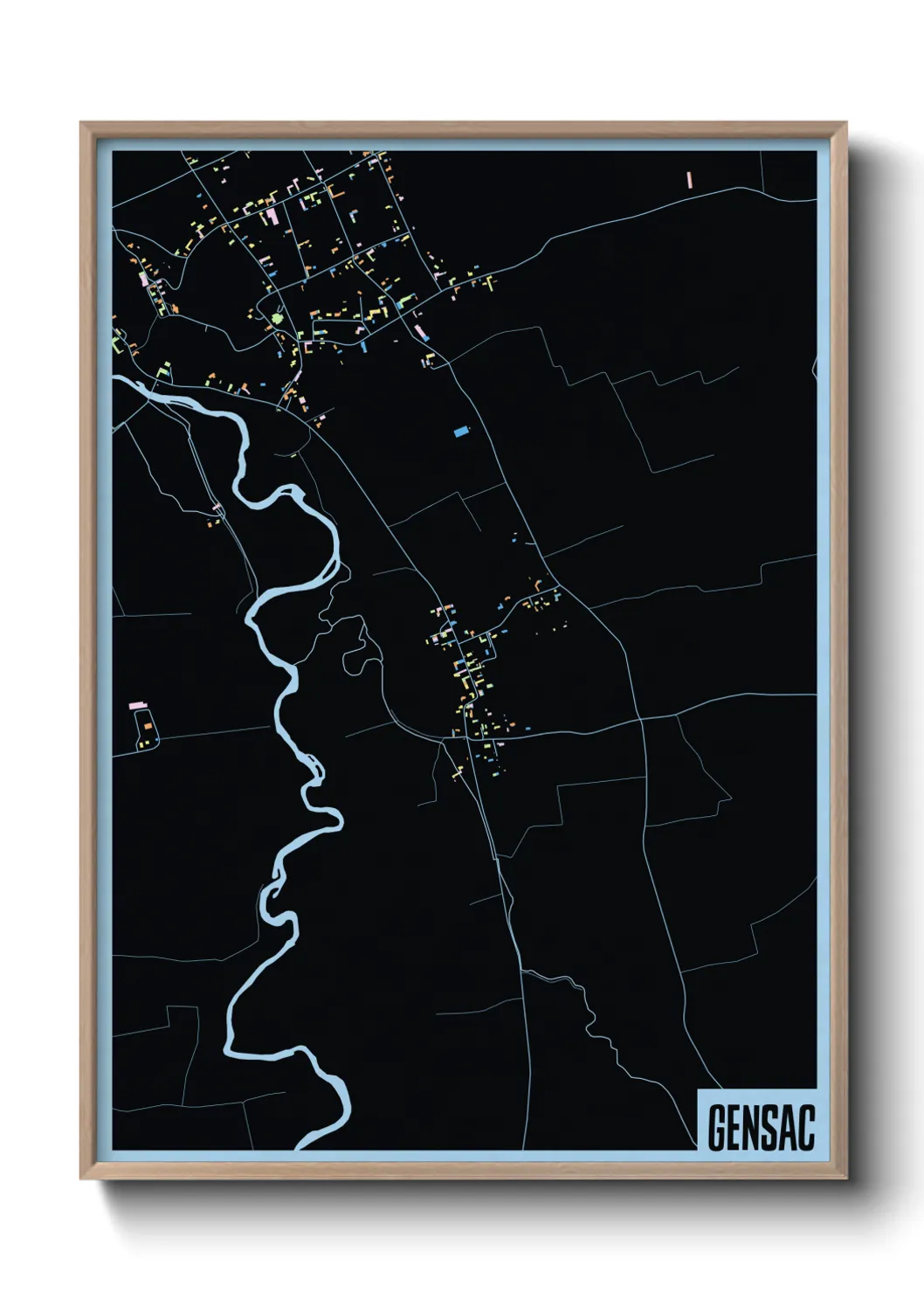 Une affiche de carte sur Gensac