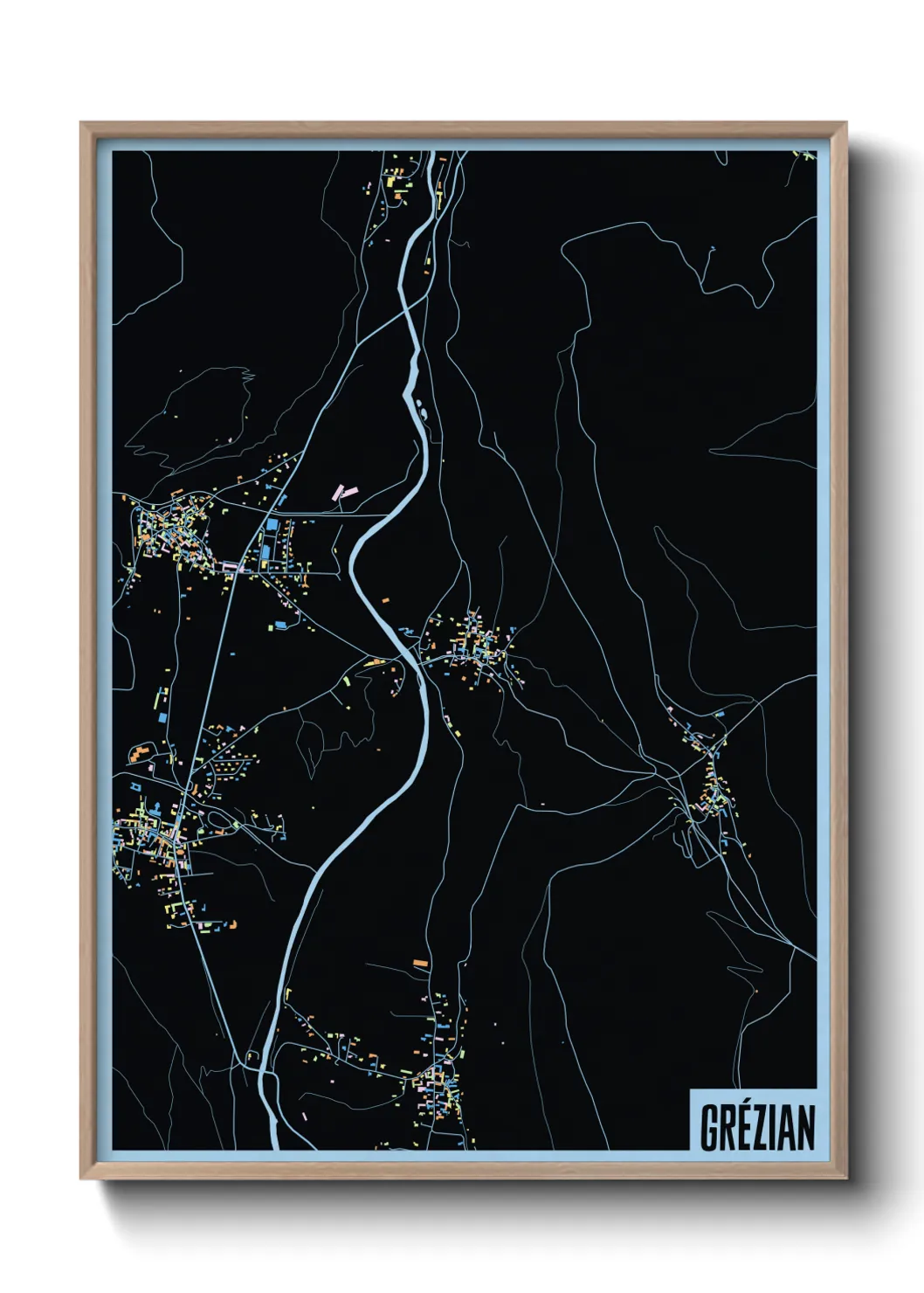 Une affiche de carte sur Grézian
