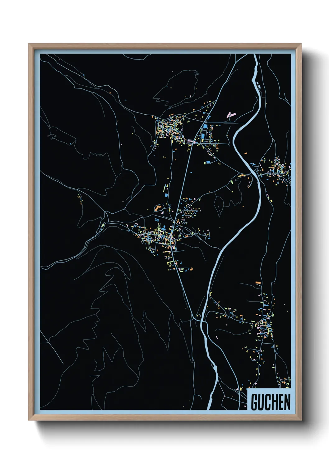 Une affiche de carte sur Guchen