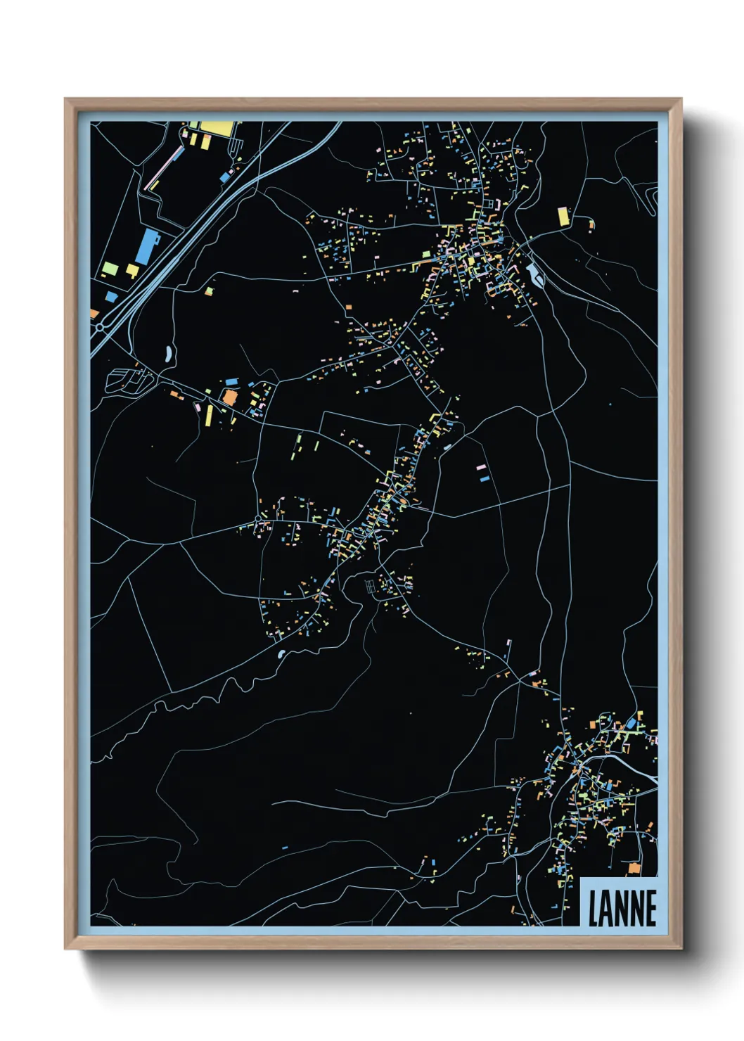 Une affiche de carte sur Lanne