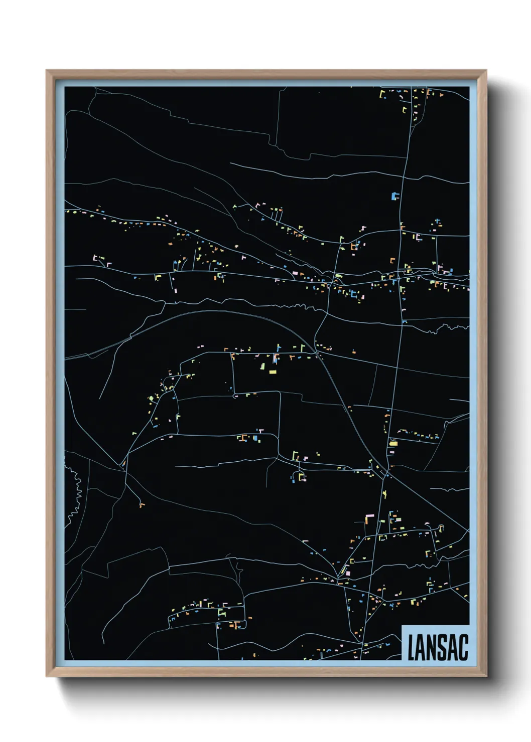 Une affiche de carte sur Lansac