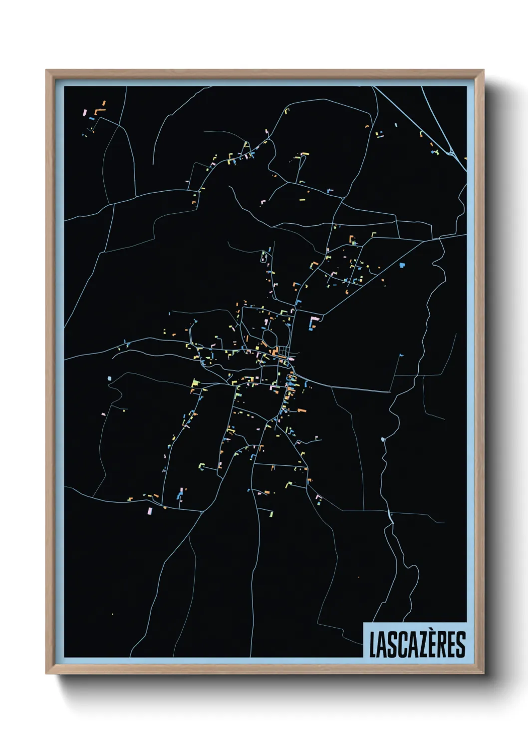 Une affiche de carte sur Lascazères