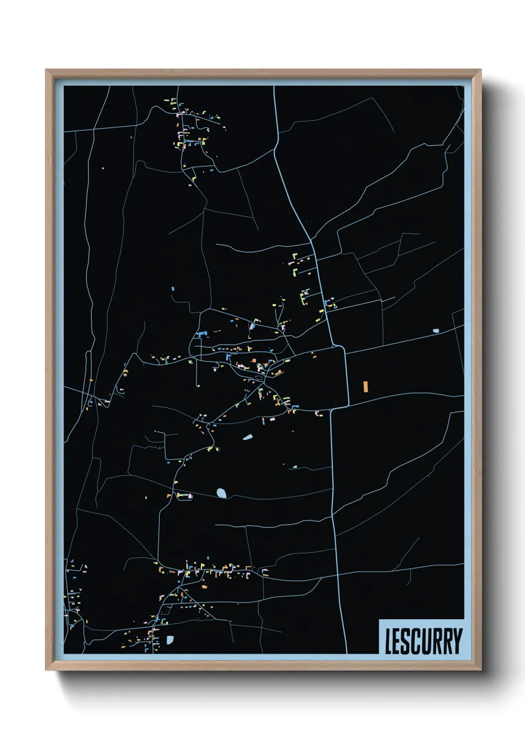 Une affiche de carte sur Lescurry