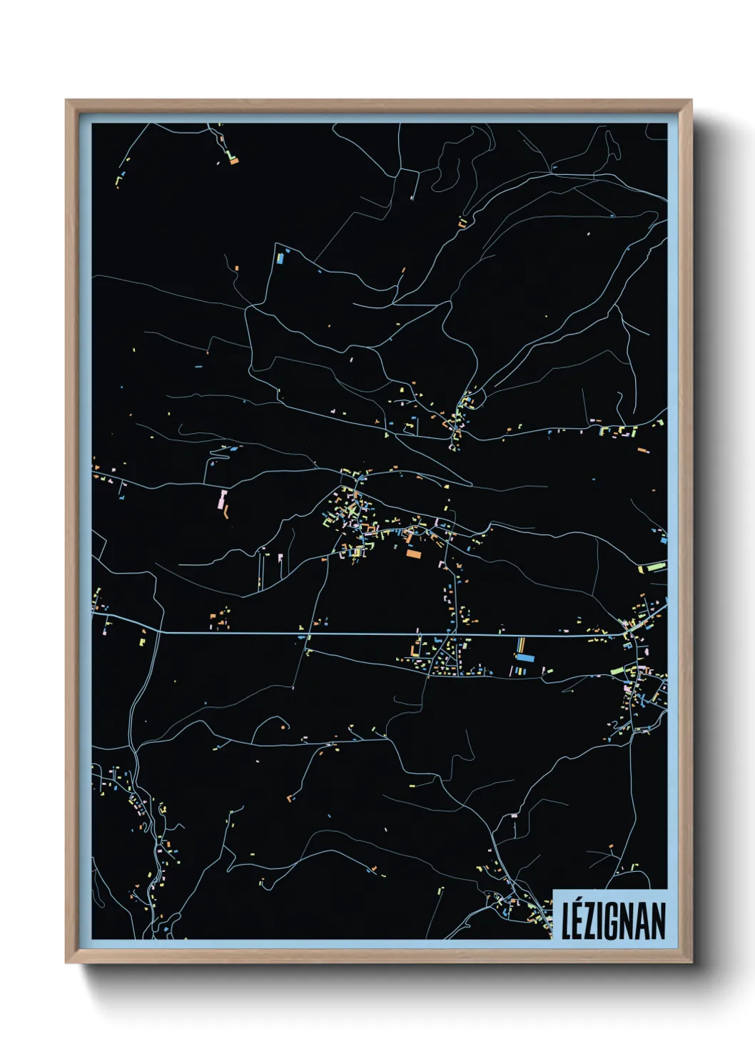 Une affiche de carte sur Lézignan