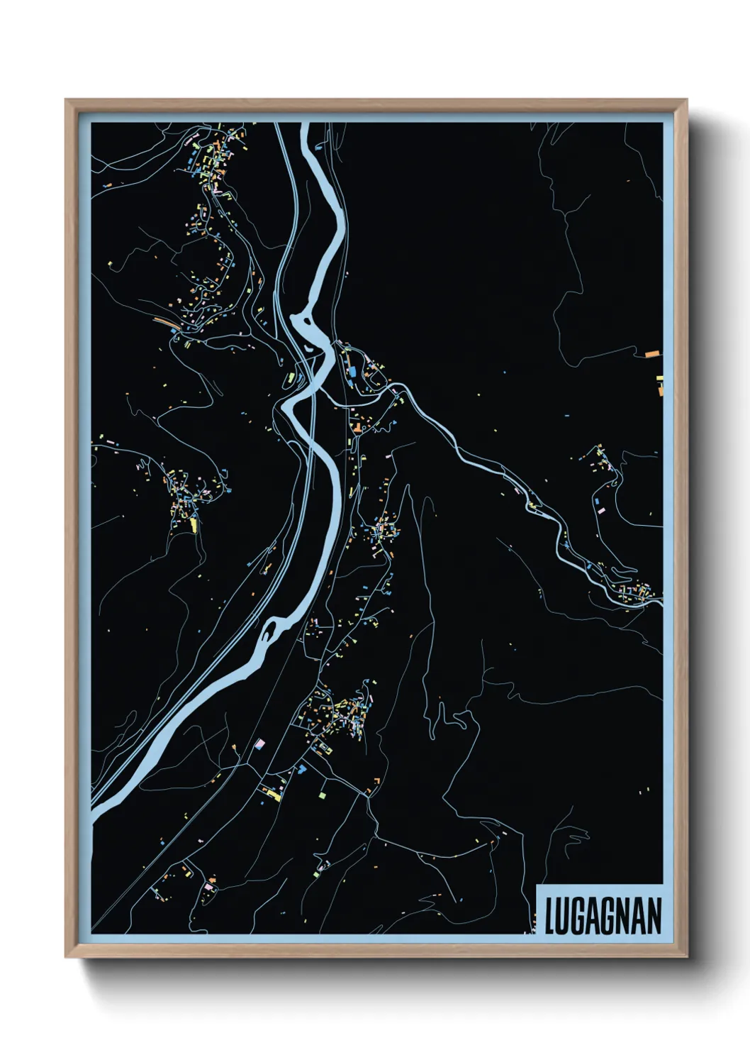 Une affiche de carte sur Lugagnan