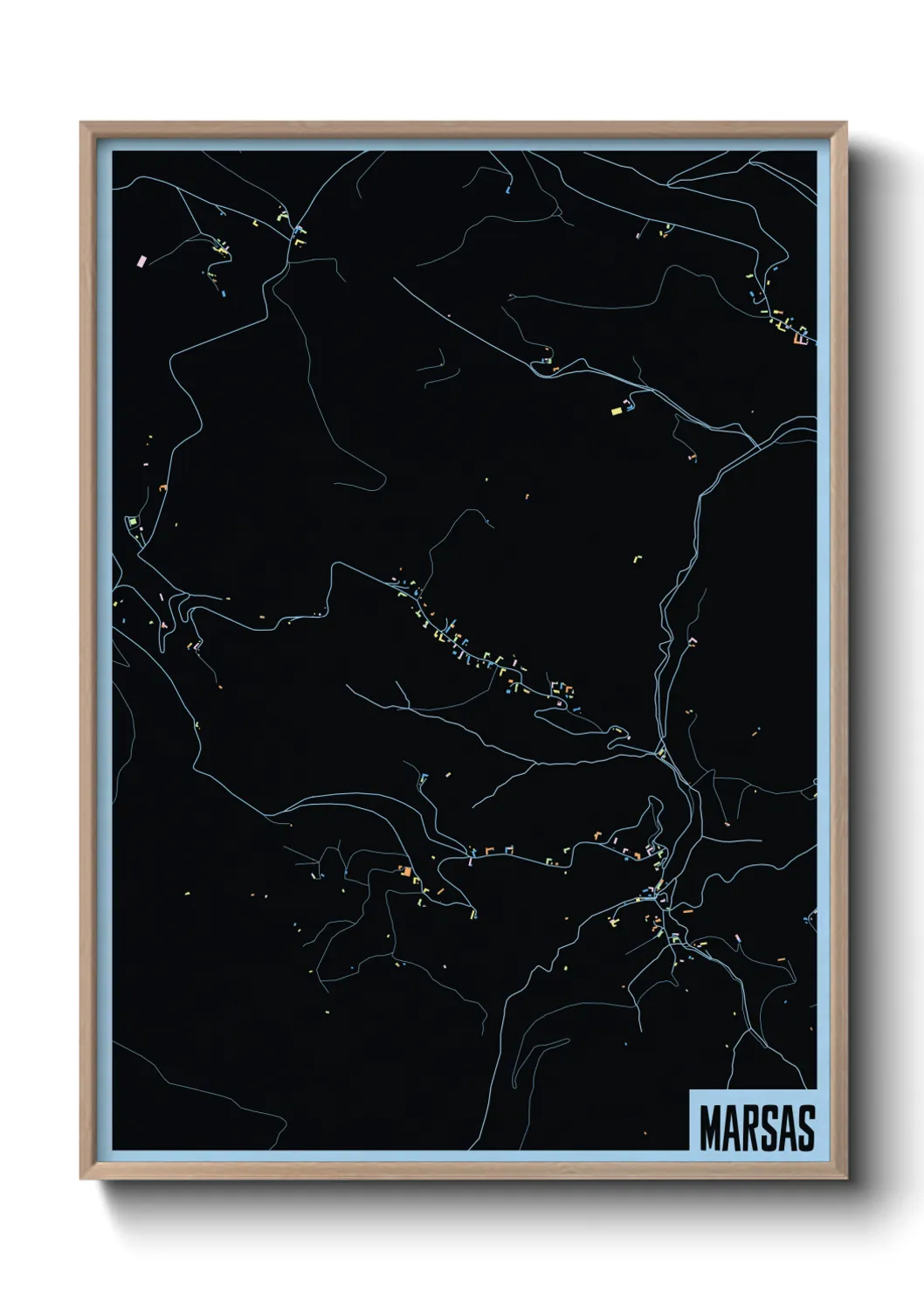 Une affiche de carte sur Marsas