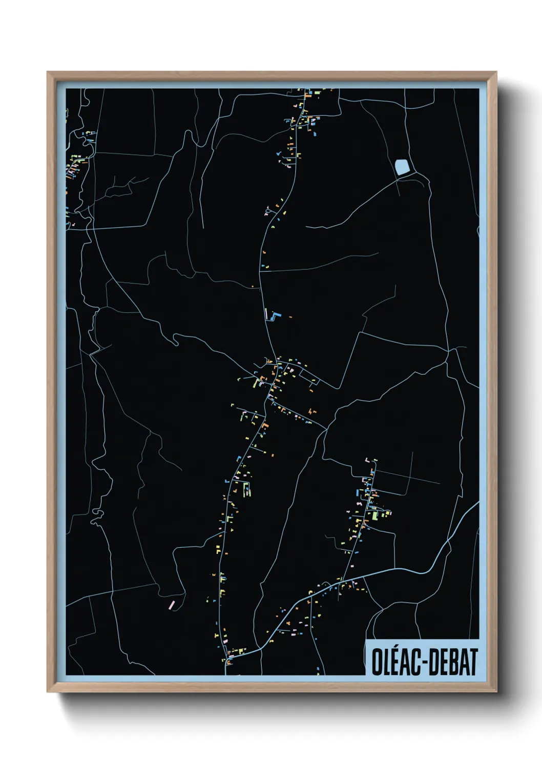 Une affiche de carte sur Oléac-Debat
