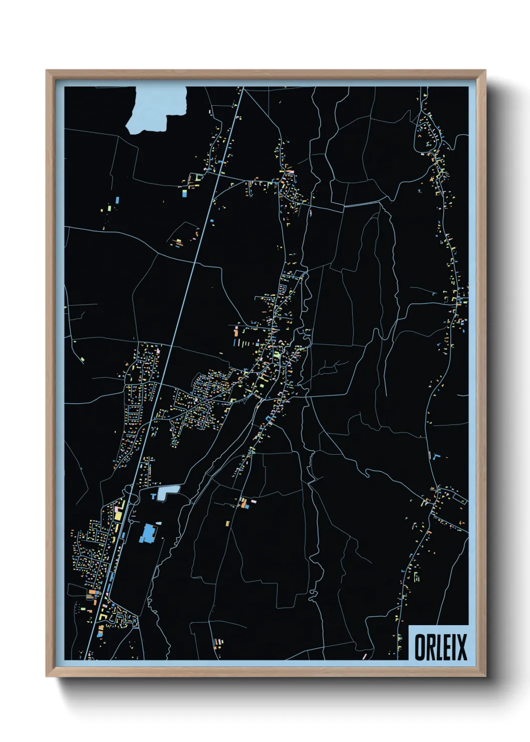 Une affiche de carte sur Orleix