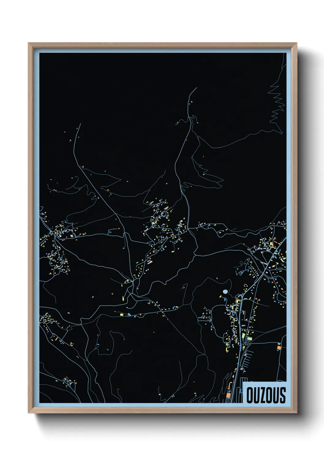 Une affiche de carte sur Ouzous