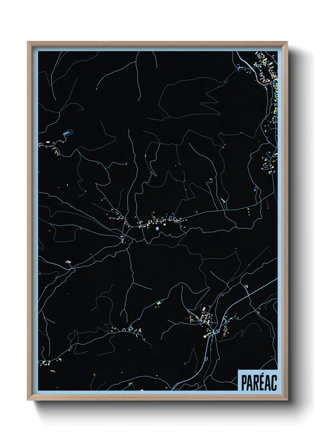 Une affiche de carte sur Paréac