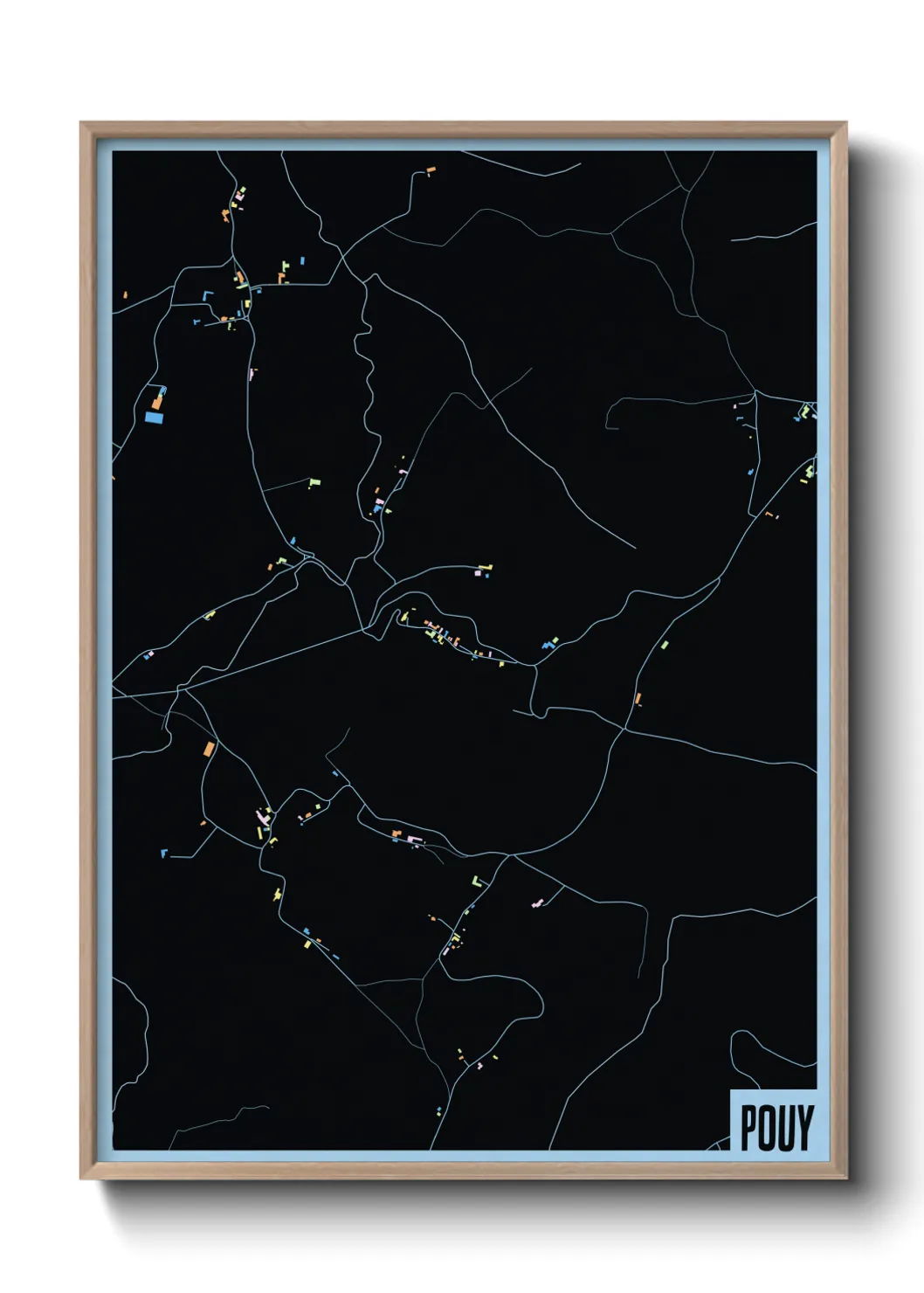 Une affiche de carte sur Pouy