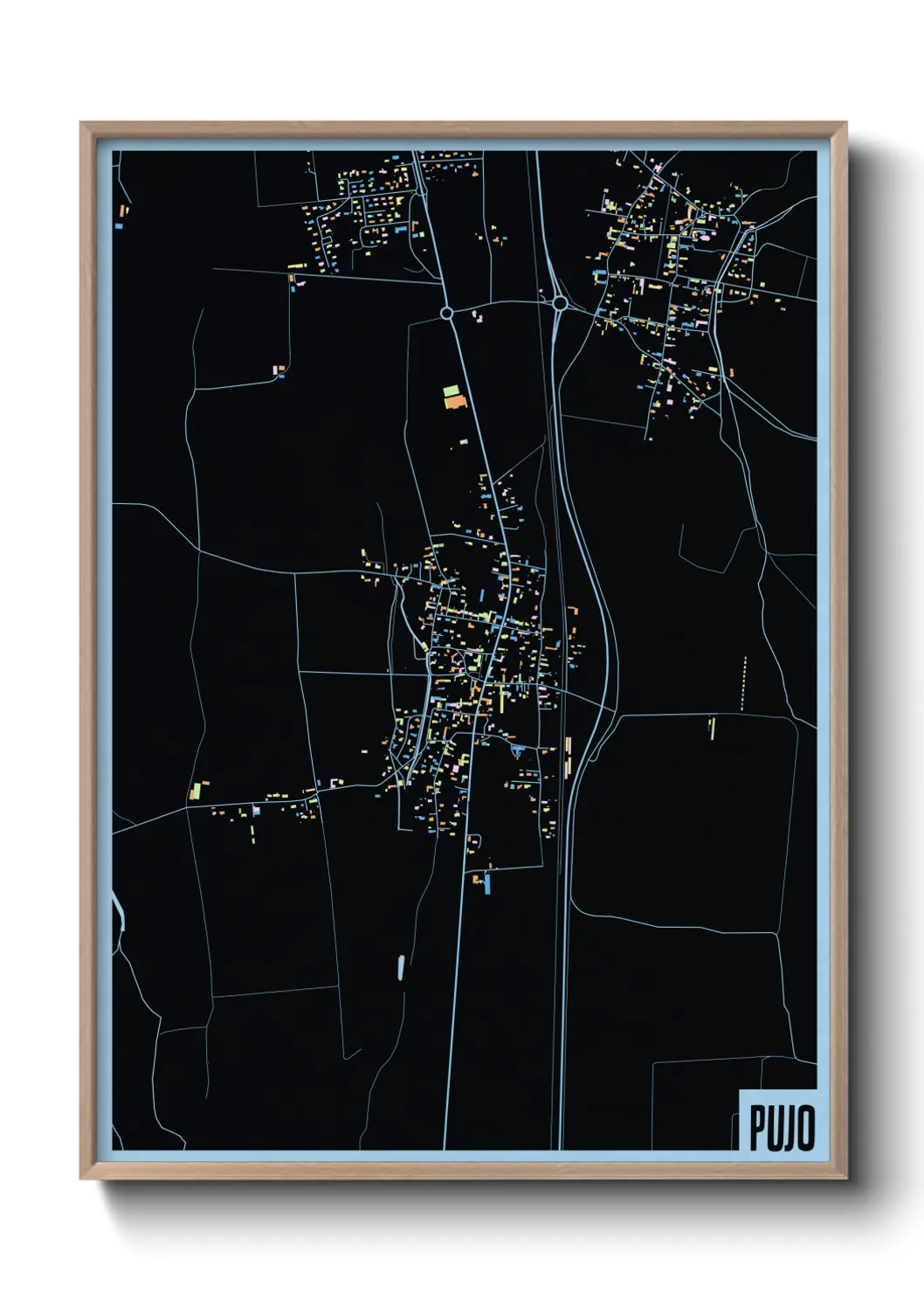 Une affiche de carte sur Pujo