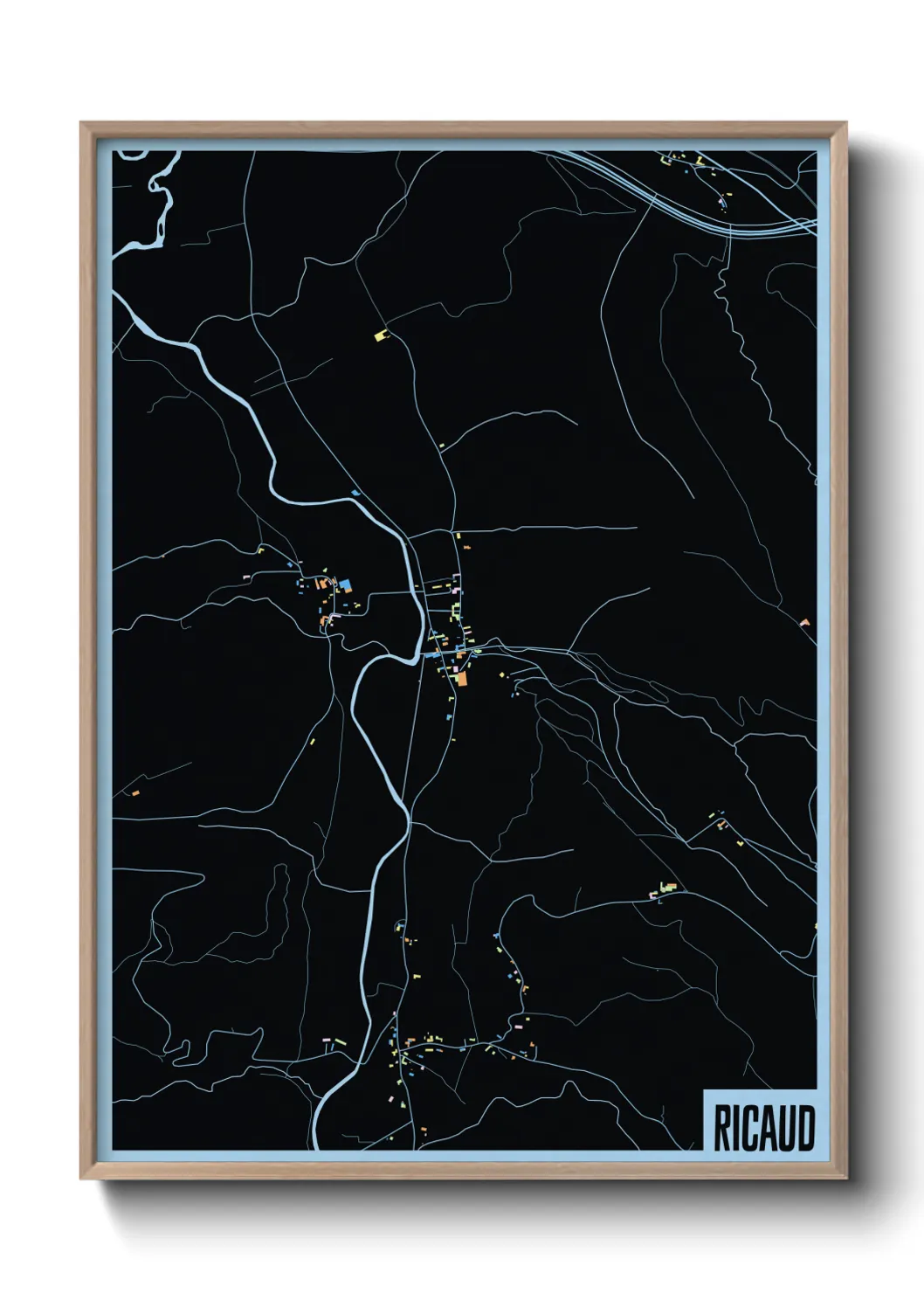 Une affiche de carte sur Ricaud