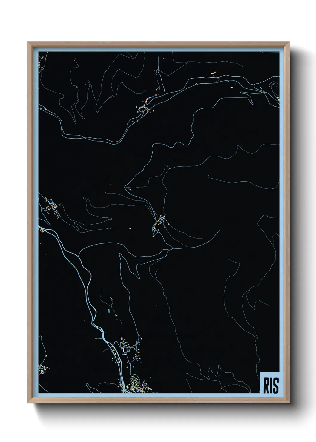 Une affiche de carte sur Ris