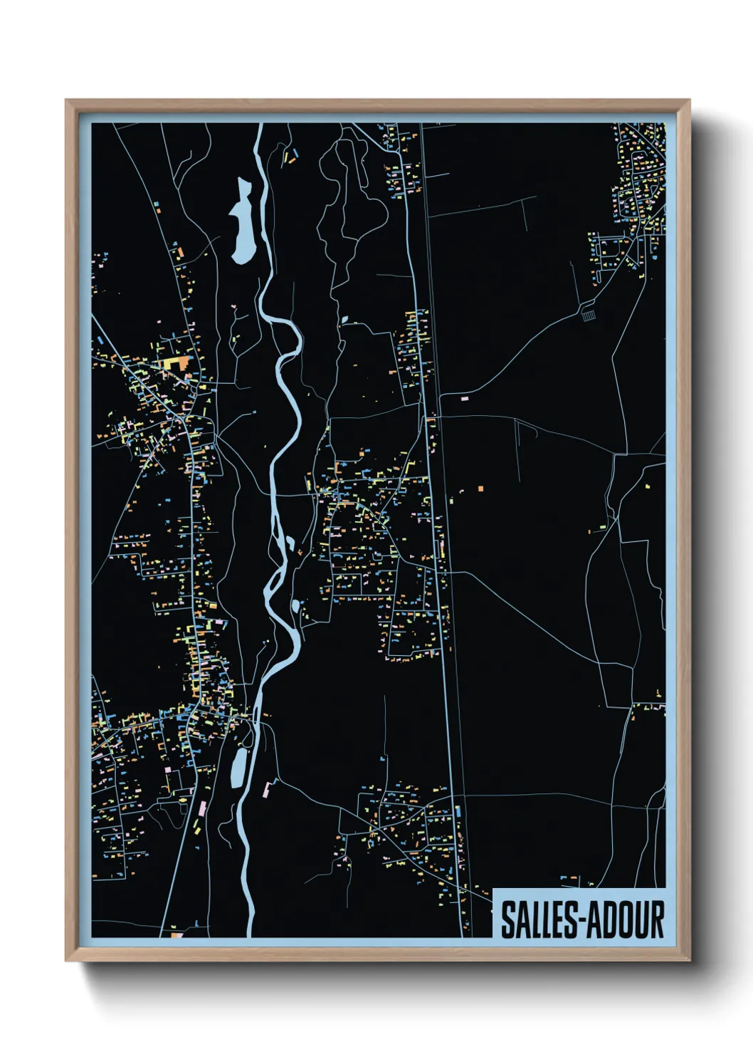 Une affiche de carte sur Salles-Adour