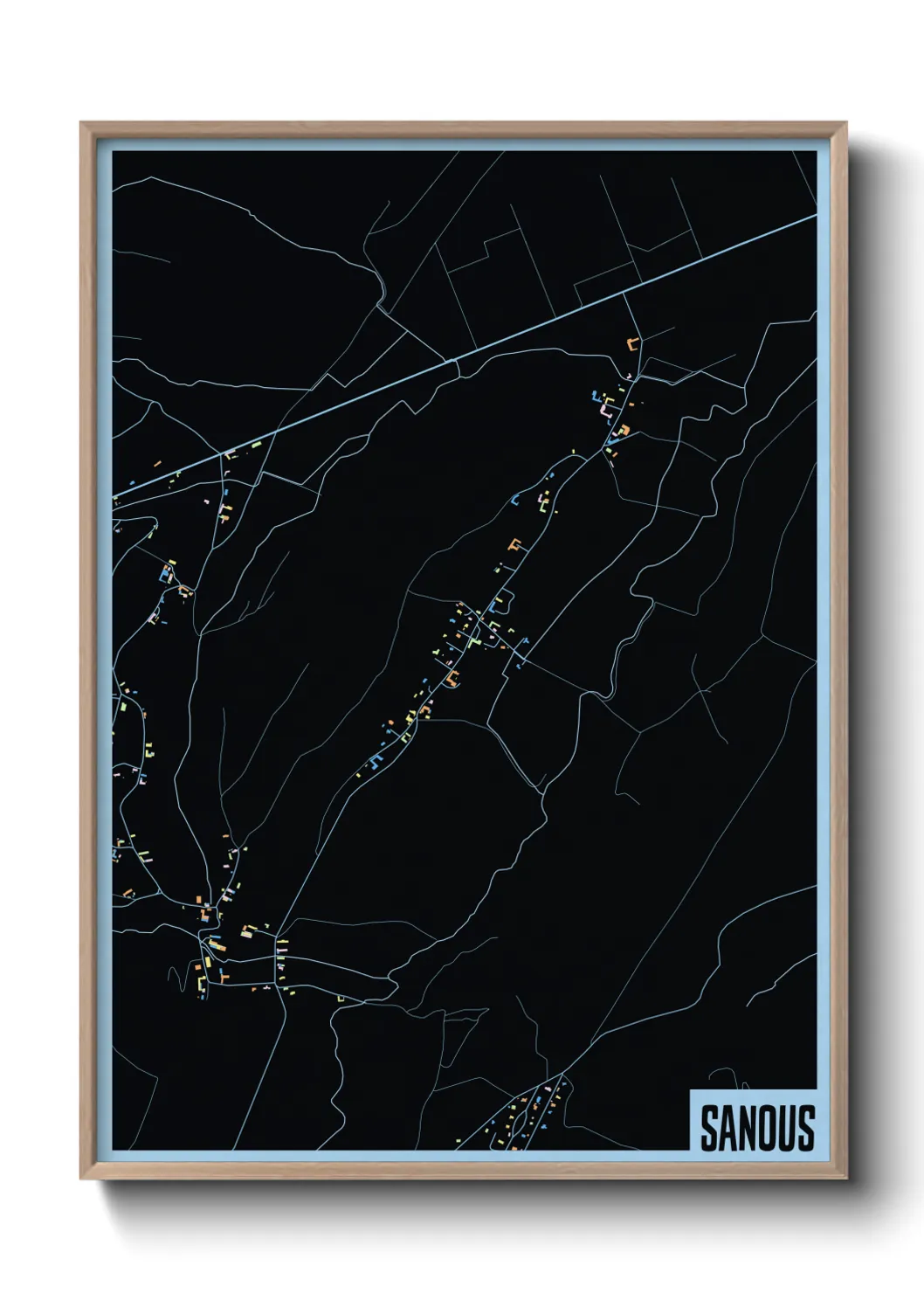 Une affiche de carte sur Sanous