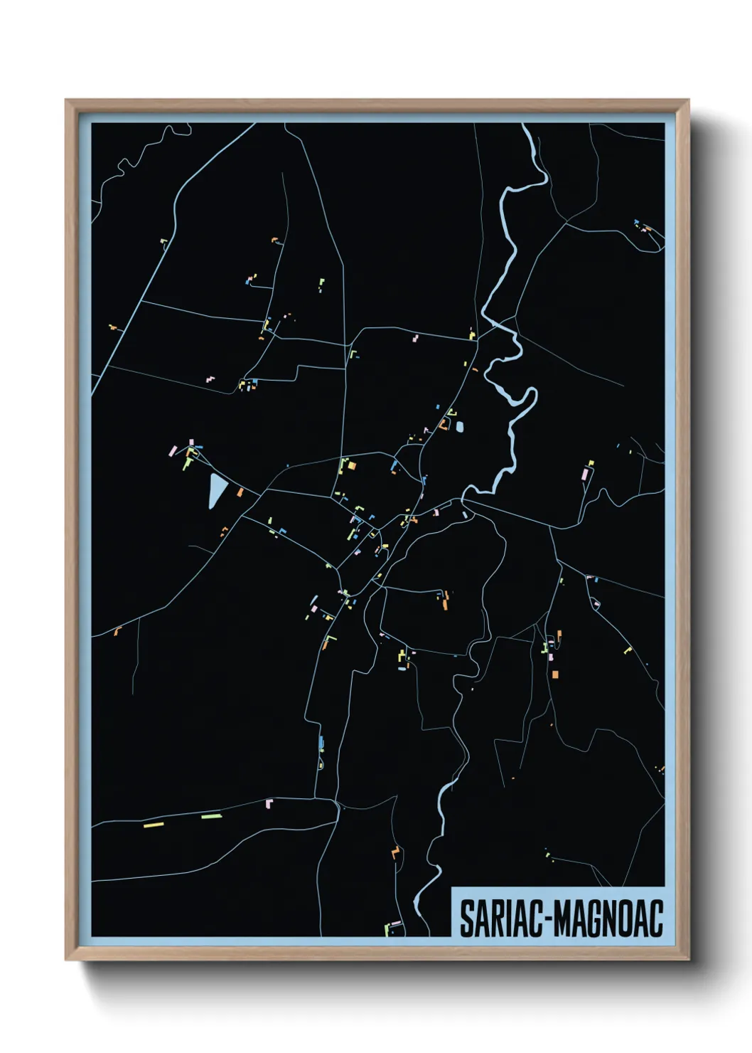 Une affiche de carte sur Sariac-Magnoac