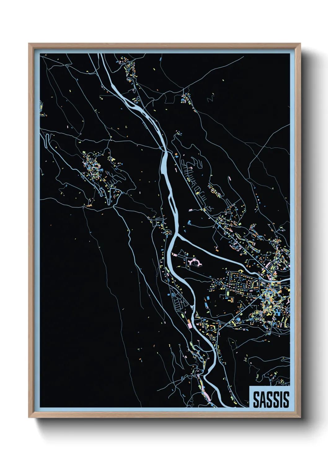 Une affiche de carte sur Sassis