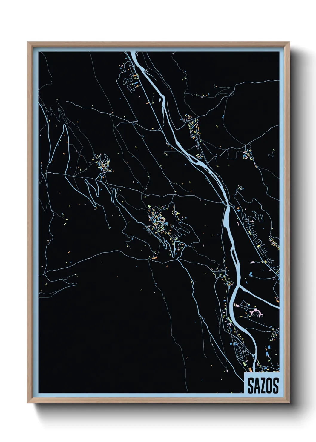 Une affiche de carte sur Sazos