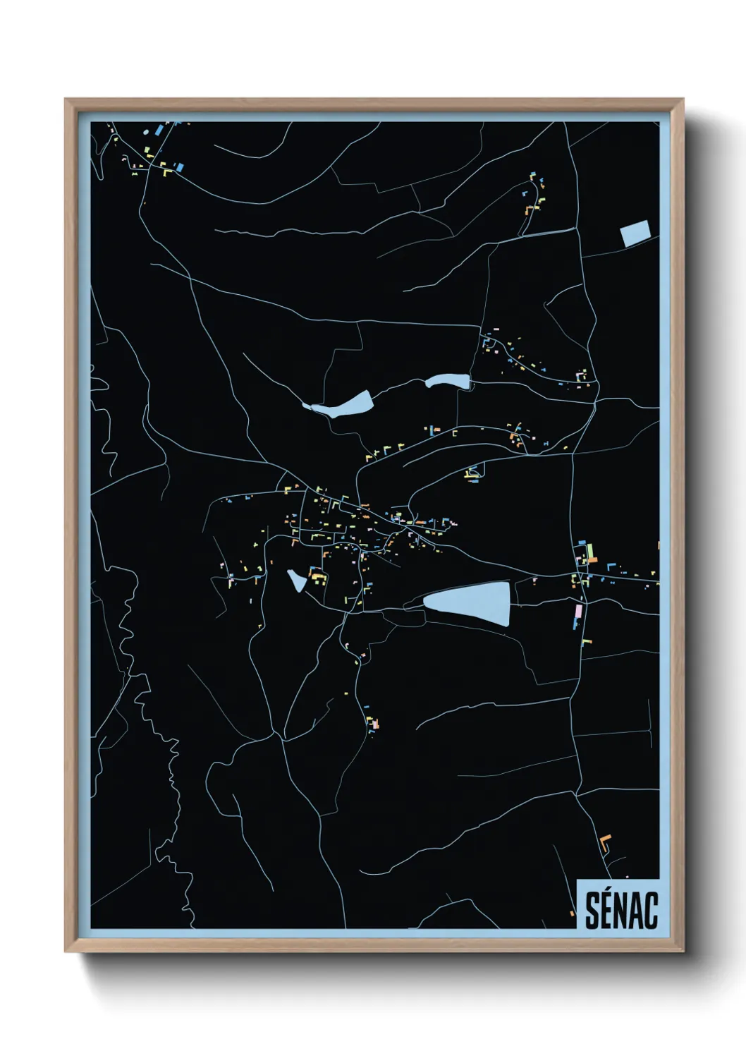 Une affiche de carte sur Sénac