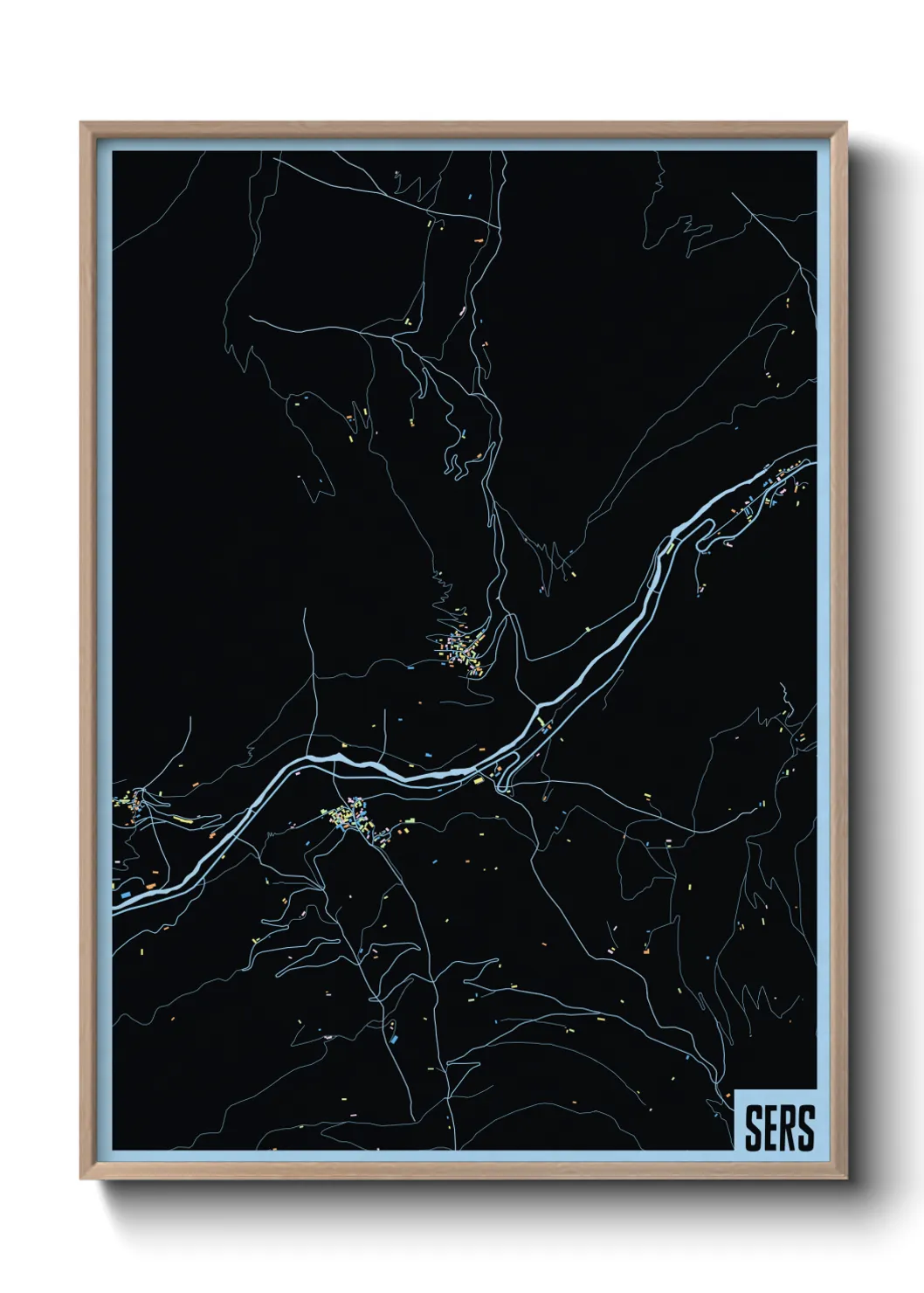 Une affiche de carte sur Sers