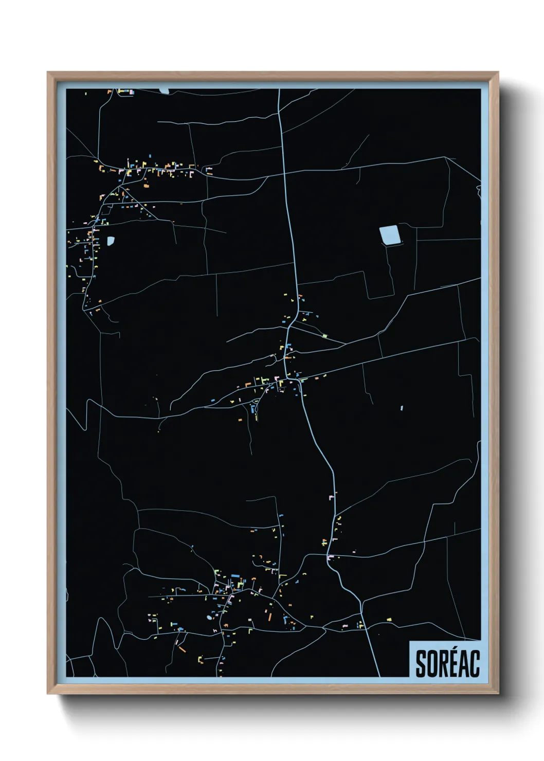Une affiche de carte sur Soréac