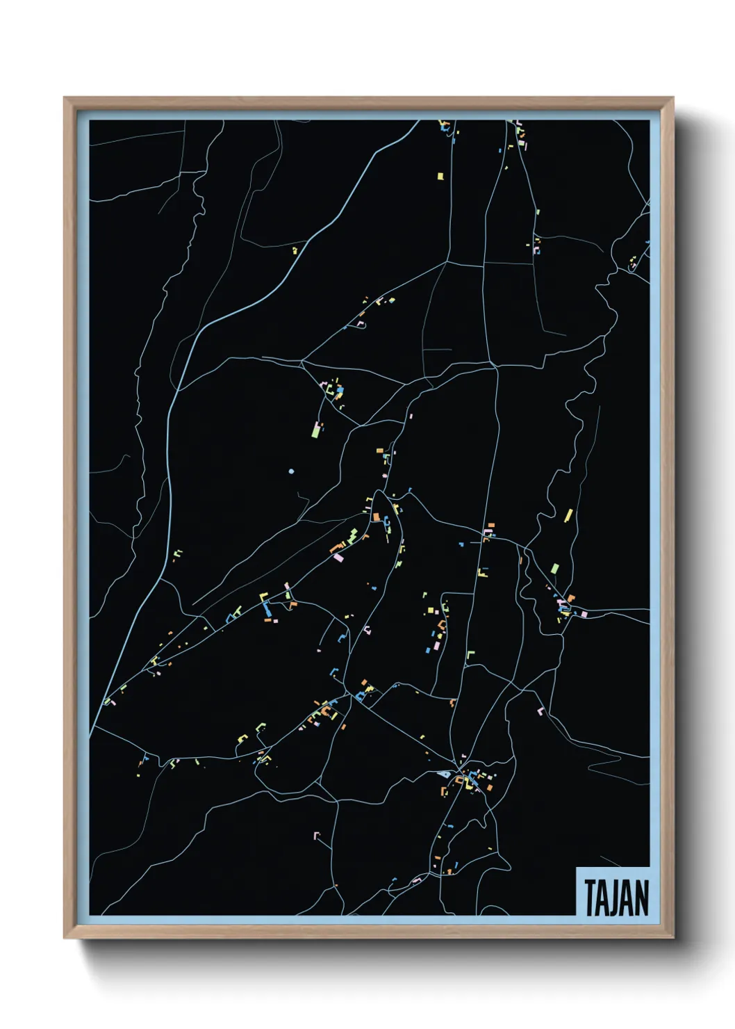 Une affiche de carte sur Tajan