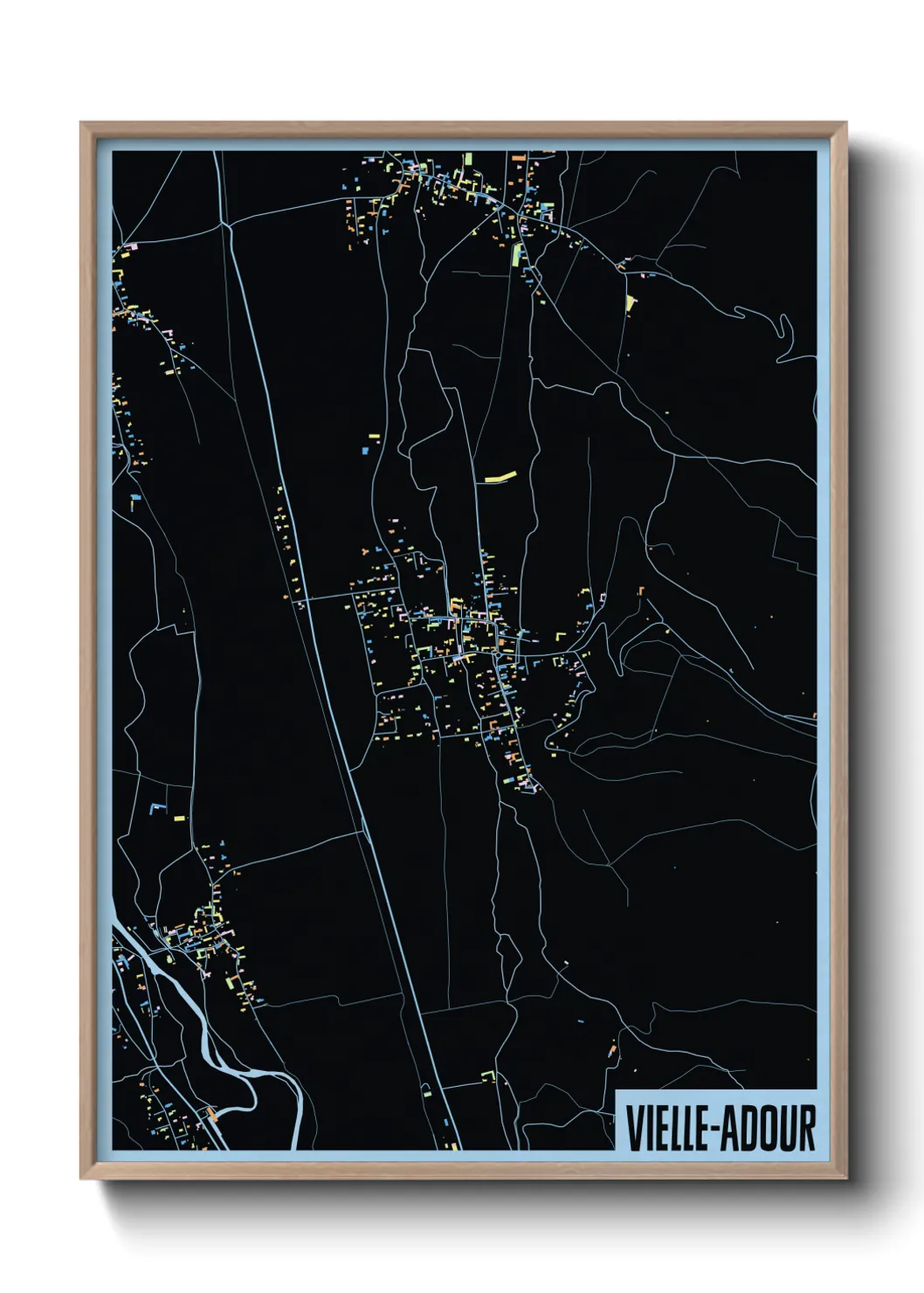 Une affiche de carte sur Vielle-Adour