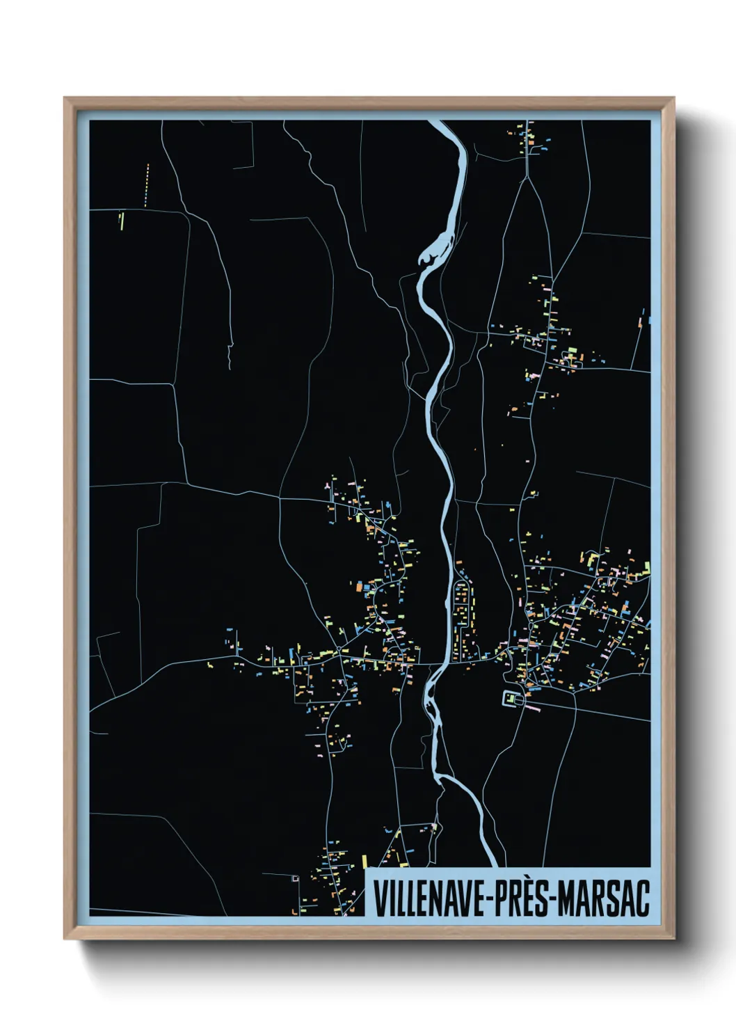Une affiche de carte sur Villenave-près-Marsac