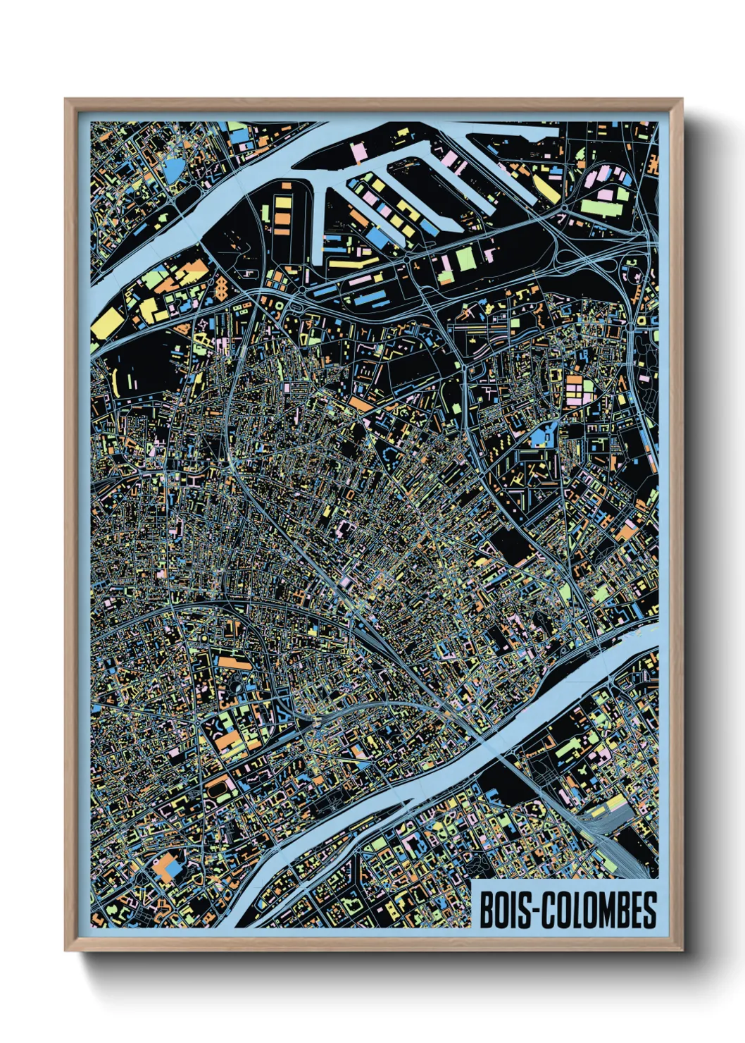 Une affiche de carte sur Bois-Colombes