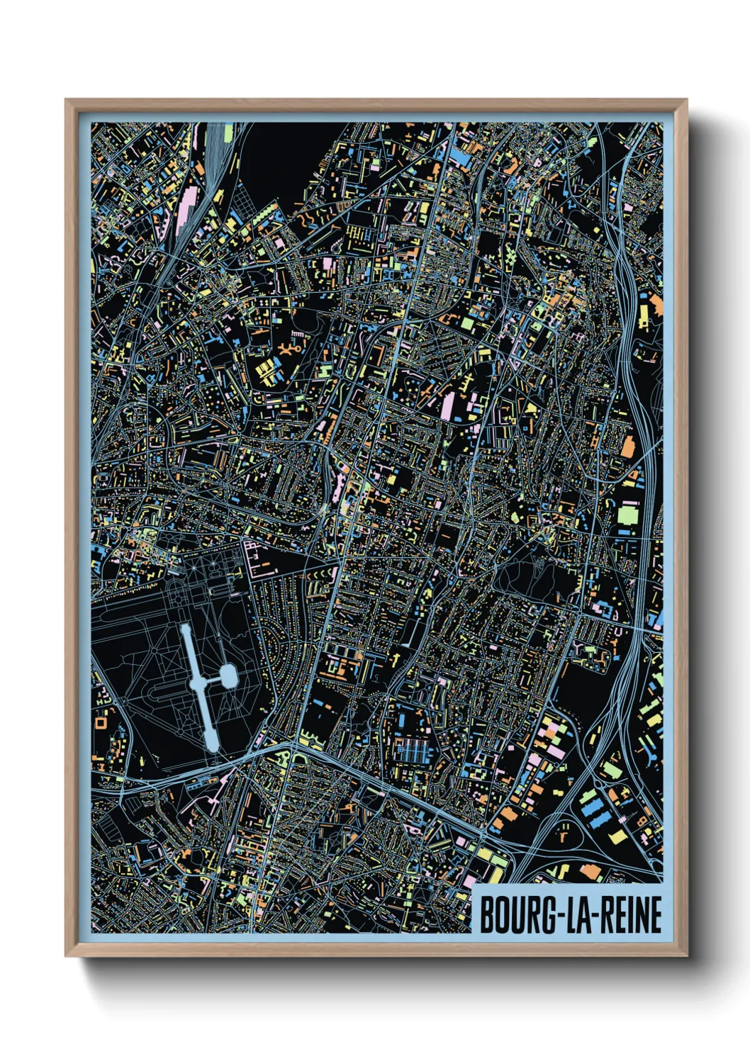 Une affiche de carte sur Bourg-la-Reine