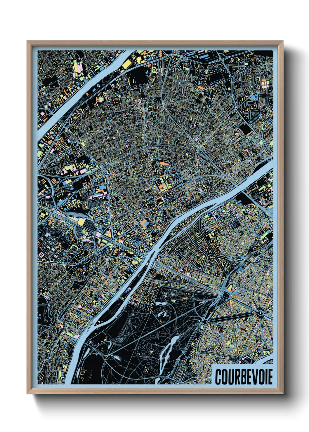 Une affiche de carte sur Courbevoie