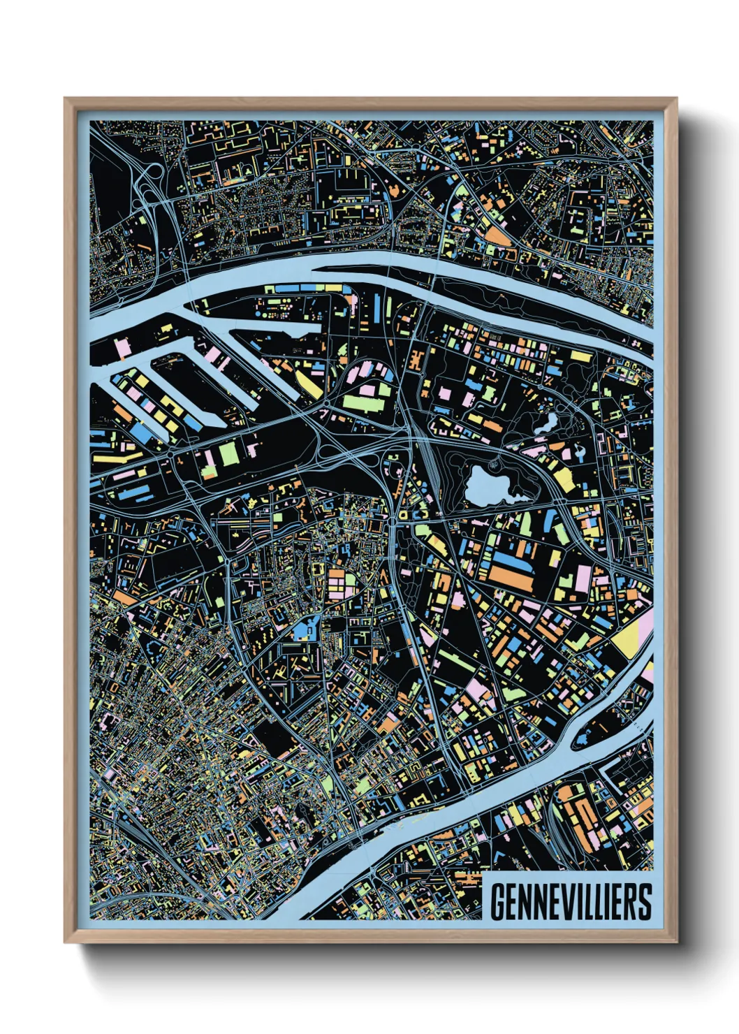 Une affiche de carte sur Gennevilliers