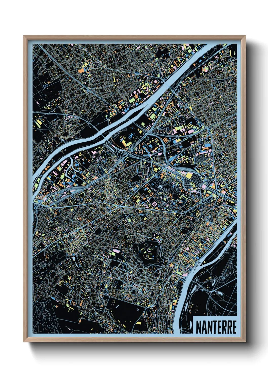 Une affiche de carte sur Nanterre