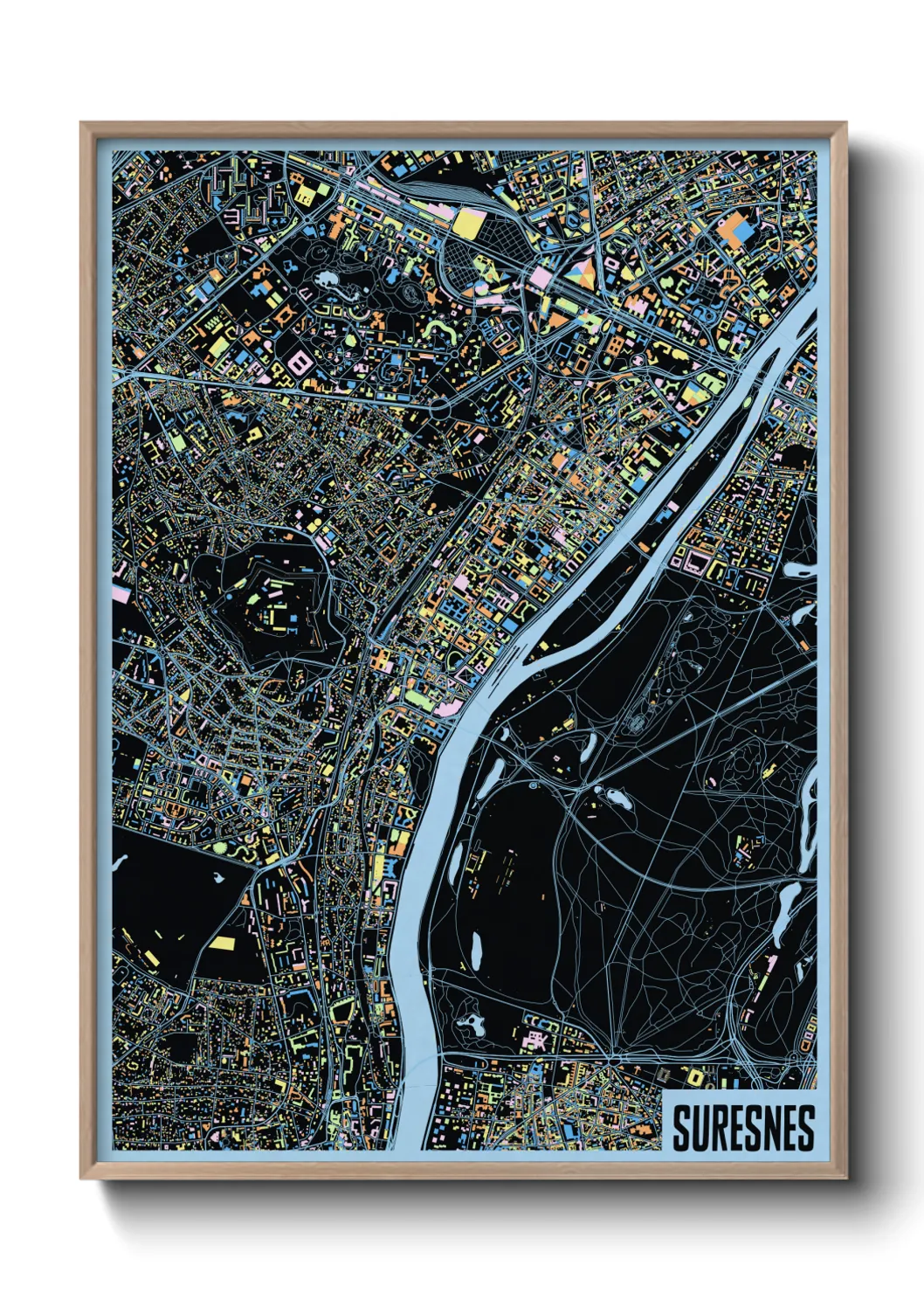 Une affiche de carte sur Suresnes