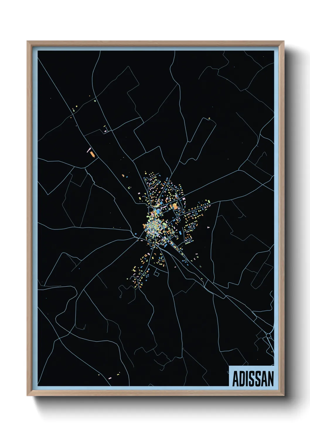 Une affiche de carte sur Adissan